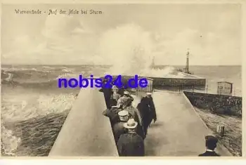 Warnemünde Auf der Mole Sturm *ca.1920