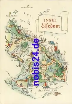 17406 Insel Usedom Landkarten AK o 1964