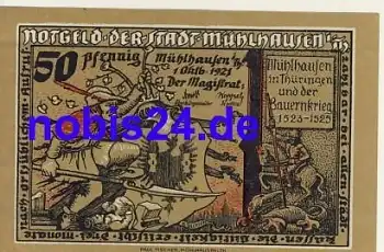 99974 Mühlhausen Notgeld 50 Pfennige 1921