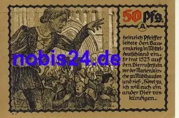 99974 Mühlhausen Notgeld 50 Pfennige 1921