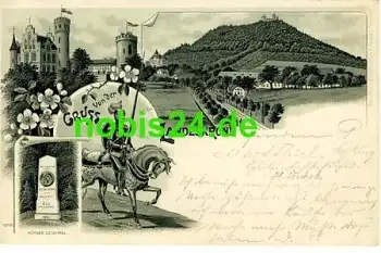 Görlitz Landeskrone Litho Burg Reiter o 1902