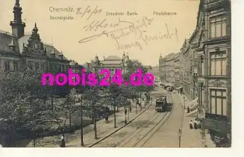 Chemnitz Beckerplatz Poststrasse Bank o 1910