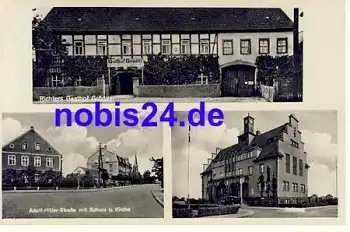 01609 Gröditz Gasthof Schule Kirche * ca.1930