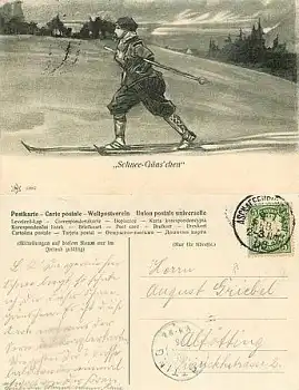 Skilanglauf Künstlerkarte o 9.2.1900