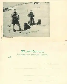 Laplanders Skifahrer mit Hunden *ca. 1900