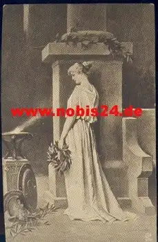 Schrödter Künstlerkarte "Liebesleid" Frau mit Kranz o 1.10.1912