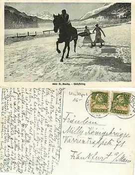 Skijörong in St. Moritz mit Pferd o 1.10.1924