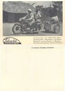 Motorrad mit Fahrerlob Anhänger in Afrika *ca. 1940