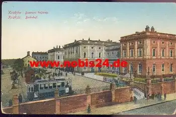 Krakau Bahnhof mit Straßenbahn o 23.5.1917 Garde Korps