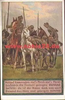 Paul Hey "Wohlauf Kameraden..." Soldatenliedkarte Nr. 12  Künstlerkarte o 12.1.1916