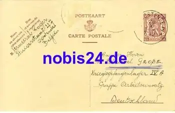 Ganzsache Belgien o 1940