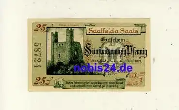 07318 Saalfeld Notgeld 25 Pfennige 1921