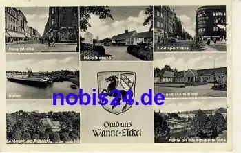 44600 Wanne Eickel Bahnhof Sparkasse o 1956