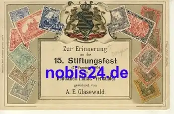 Sachsen 15.Stiftungsfest des Deutschen Philatelisten Verbandes 1915 Prägekarte