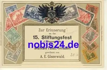 Preussen 15.Stiftungsfest des Deutschen Philatelisten Verbandes 1915 Prägekarte