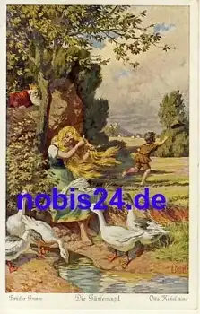 Die Gänsemagd Märchenkarte *ca.1920