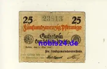 99842 Ruhla Notgeld 25 Pfennige 1920
