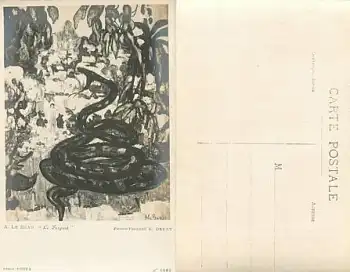 Schlange Künstlerkarte A. Le Beau *ca.1920