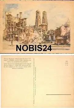 München Maxburg Zerstörung II.WK Künstlerkarte  1946