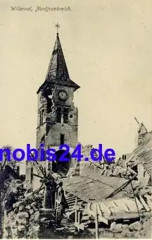 Willerval zestörte Kirche Frankreich *ca.1916