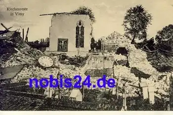Vimy zerstörte Kirche Region Hauts-de-France *ca.1915