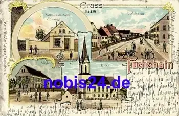 04683 Fuchshain Litho Schule Geschäft o 1907