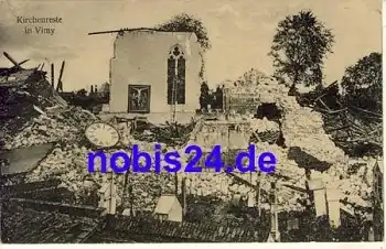 Vimy zerstörte Kirche Region Hauts-de-France *ca.1915