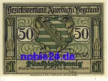 08209 Auerbach Notgeld 50 Pfennige 1921