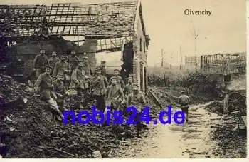 Givenchy zerstörte Häuser Département Pas-de-Calais *ca.1915