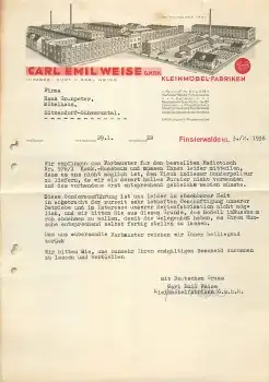 03238 Finsterwalde N.-L. Kleinmöbelwerk Carl Emil Weise Briefkopf mit Fabrikansicht 1938