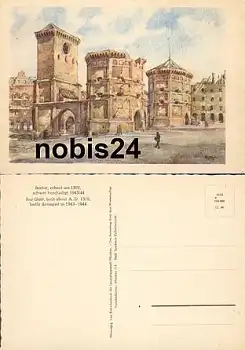 München Isartor Zerstörung II.WK Künstlerkarte  1946