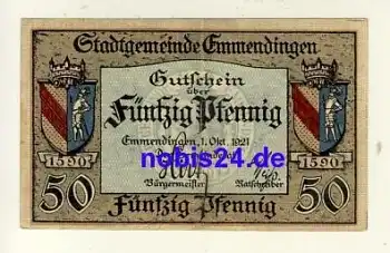 79312 Emmendingen Notgeld 50 Pfennige 1921