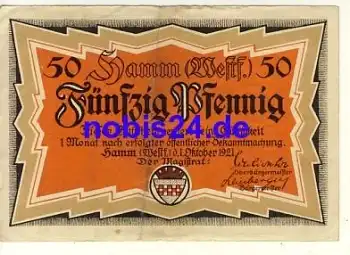 59000 Hamm Notgeld 50 Pfennige um 1920