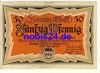 Hamm Westfalen Notgeld 50 Pfennige um 1920