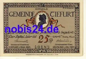 99427 Tiefurt Notgeld 25 Pfennige um 1920