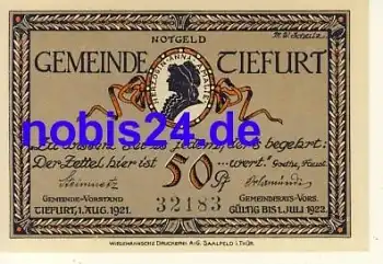99427 Tiefurt Notgeld 50 Pfennige um 1920