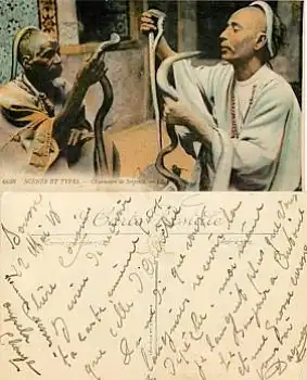 Schlangenbändiger in Ägypten gebr. 1908