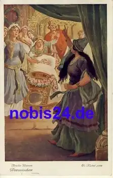 Dornröschen Märchenkarte o ca.1920