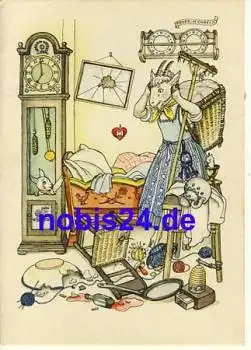Wolf und die sieben Geißlein Märchenkarte *ca.1950