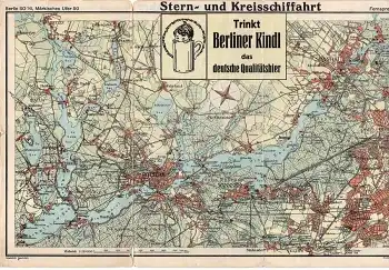 Havel Stern- und Kreisschiffahrt Karte 20,5 x 49,5 cm um 1940