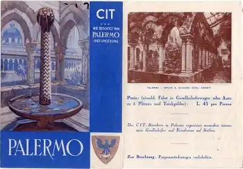 Palermo und Umgebung Faltprospekt um 1939