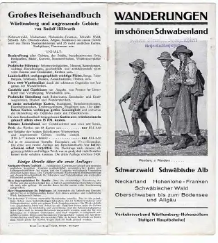 Wanderungen im schönen Schwabenland Schwarzwald Schwäbische Alb Wanderführer 20 Seiten 1940