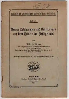 Geflügelzucht von Richard Römer 52 Seiten 1921