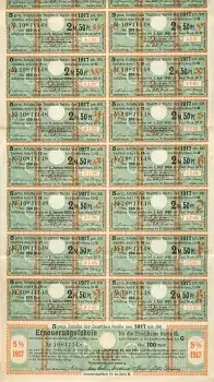 Anleihe des Deutschen Reiches von 1917 Erneuerungsschein für die Zinsscheine Reihe II