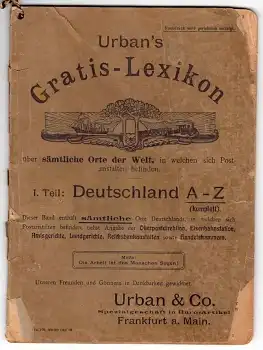 Deutschlands Postanstalten Urbans Lexikon 1909