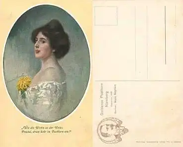 Nürnberg goldenes Posthorn Künstlerkarte *ca1900