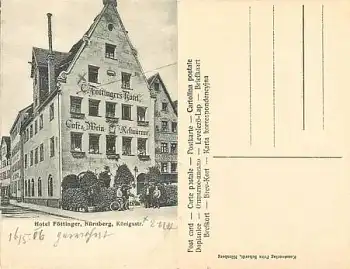 Nürnberg Hotel Föttinger Königstrasse *ca.1906