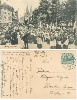 Köln XX. Internationaler Eucharistischer Congress 1909 Große Prozession o 30.9.1909