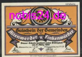 21129 Altenwerder Frosch Notgeld 50 Pfennige um 1920