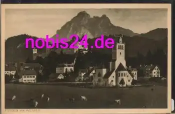 87629 Füssen von Westen mit Kirche *ca.1920